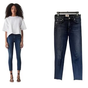 AGOLDE Sophie High Rise Crop Skinny Jean With Raw Hem size 28